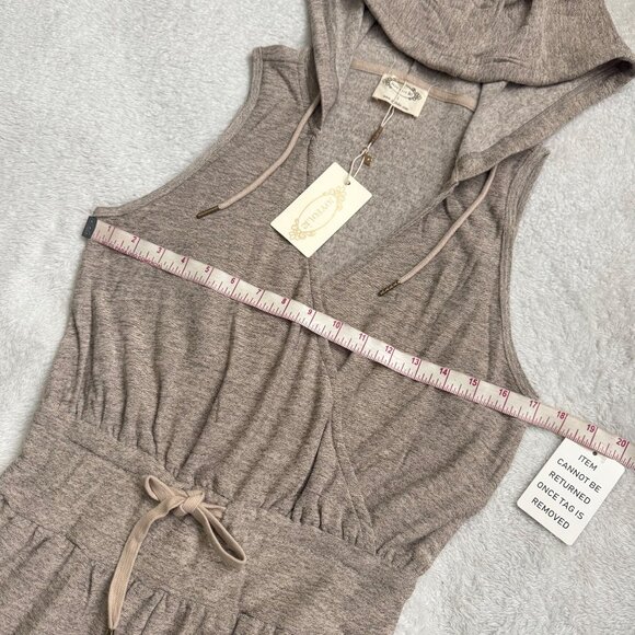 Joyfolie Baylee Hooded Sleeveless Jumpsuit small Drawstring Waist heather taupe - Picture 5 of 15
